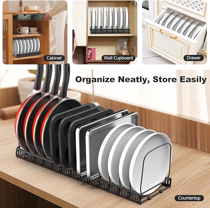 Housolution Cutting Board Organizer Rack, Expandable Baking Tray and Cookie