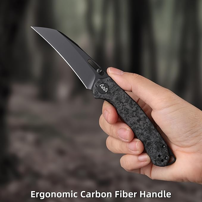 Folding Pocket Knife, 3.1" Stonewash Blade EDC Knife with Safety Liner Lock, Small Pocket Knife with Clip for Men, Sharp Camping Hiking Hunting Survival Knives