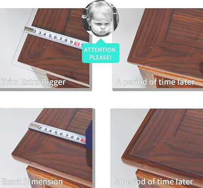 NECAUX Custom 42 x 76 Inch Frosted Table Cover Protector, 1.5mm Thick Wood Grain Transparent Table Pad Non-Slip Tablecloth Plastic Protective Pad for Dining Room Table, Conference Table