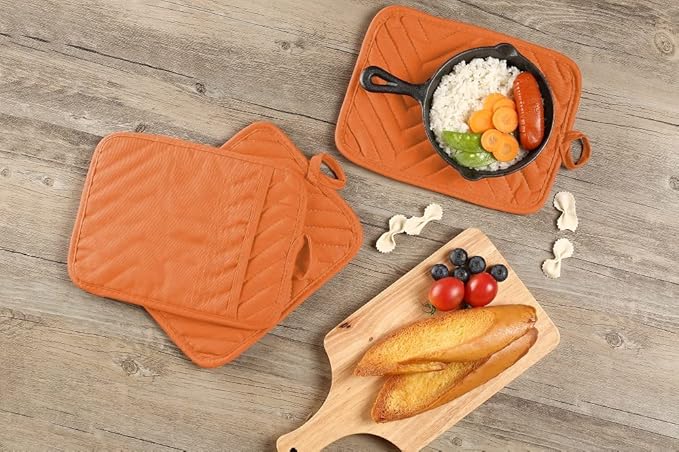 Oven Pot Holder with Pocket Cotton Heat Resistant Coaster Potholder Kitchen Hot