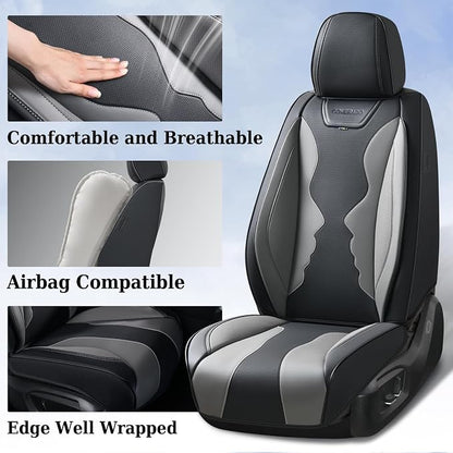 Coverado Car Seat Covers, Front Covers for Cars, Car Seat Cover Front Seats, Automotive Seat Cover, Waterproof, Leather Car Seat Cushion, Universal Interior Covers Seat Protectors for Most Cars