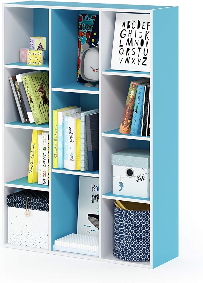 Furinno LUDER Book Shelf, 11-Cube Bookshelf, Reversible Bookcase, 9.4 x 29.1 x