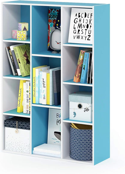 Furinno LUDER Book Shelf, 11-Cube Bookshelf, Reversible Bookcase, 9.4 x 29.1 x