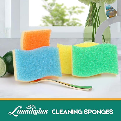 LAUNDRYLUX Scrub Sponge, 4 Pack Dual-Sided Temperature-Responsive Scrubber