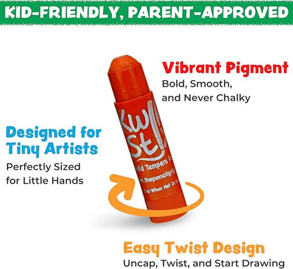 Kwik Stix Solid Tempera Paint Sticks, 12 Colors, Washable Paint Sticks for Kids, Super Quick Drying, Non-Toxic, Allergen Free, Comes in Classic Rainbow Colors, Ideal for Kids and Toddlers