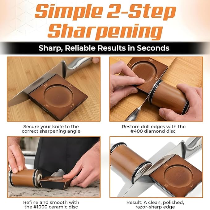 4 Angles High Carbon Stainless Steel Rolling Knife Sharpener