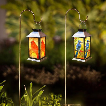 Solar Lanterns Outdoor Hanging Blue Jay Solar Lights Decorative for Garden Patio Porch and Tabletop PVC Waterproof LED Lantern (1pack)…