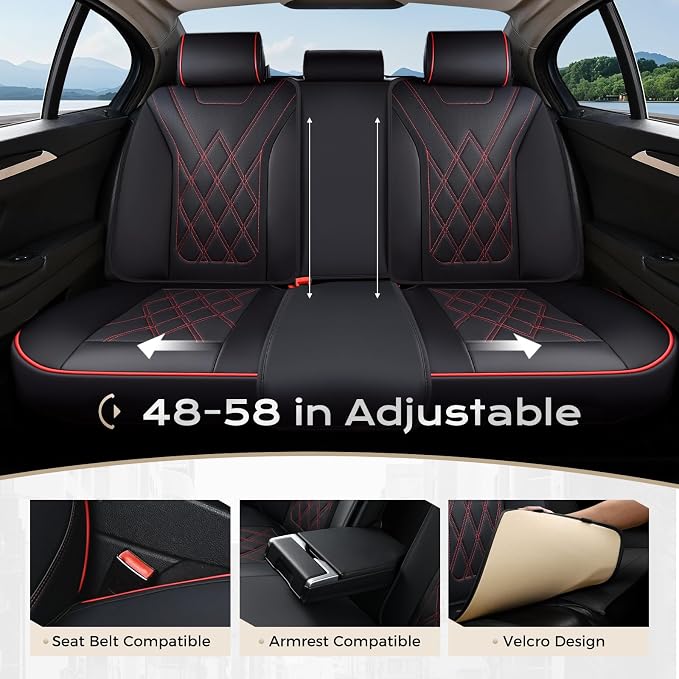 Coverado Car Seat Covers Full Set, Seat Covers for Cars, Waterproof Leather Automotive Seat Cover, Universal Car Interior Protectors Cushion for Most Cars
