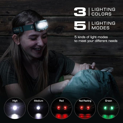 EverBrite Headlamp, 2 Pack Kids Headlamp with Red Light and Memory Function, Head Lamp for Adults and Kids with 5 Modes, Bright Headlamps for Camping, Running, Batteries Included