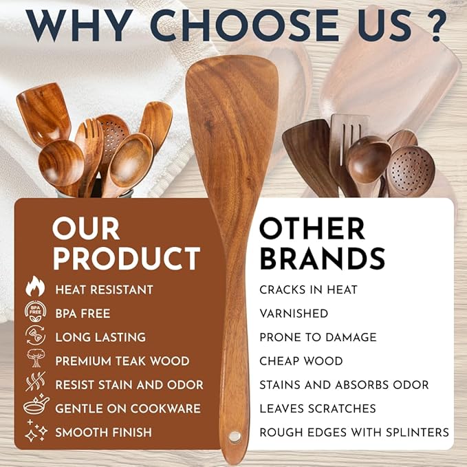 Teak Wooden Utensil Set 6-Piece