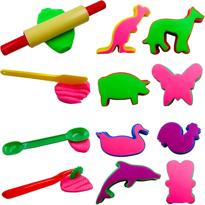 FRIMOONY Plastic Dough Tools, Various Animal Molds, Rolling Pins,