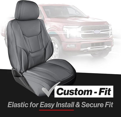 Coverland Custom Truck Car Seat Covers Full Set for [2019-2023 Ford Ranger SuperCrew Cab] - Protector Car Seat Cover Water Resistant Leather Memory Form Back Support Seat Cushion [Full Set-Dark Gray]