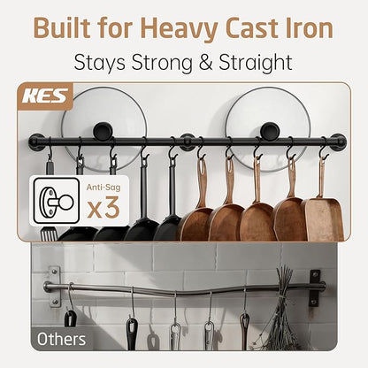 KES 130lb High-Capacity 32 Inch Pot Rack Wall Mounted