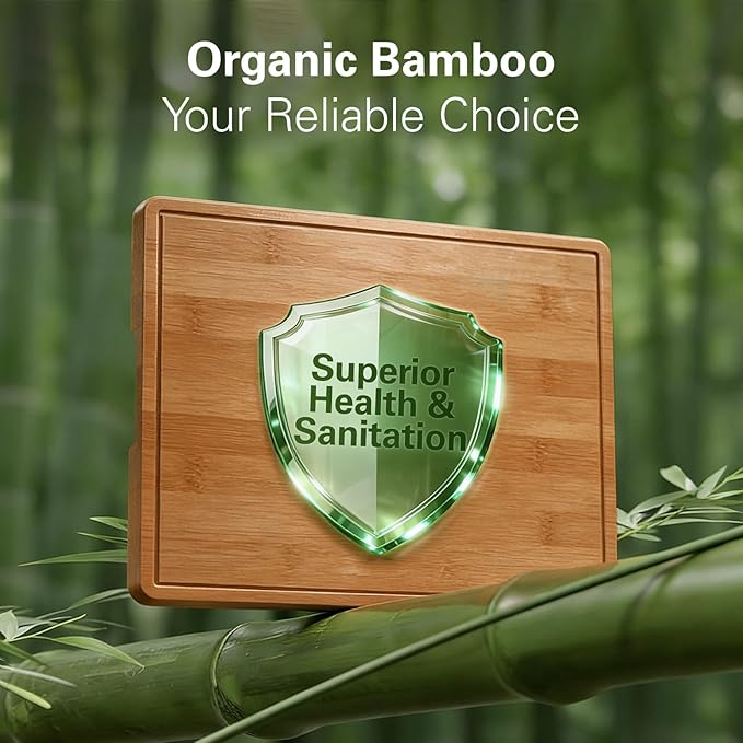 Zarler Bamboo Cutting Boards for Kitchen, 3 Piece Durable Wood Cutting Board