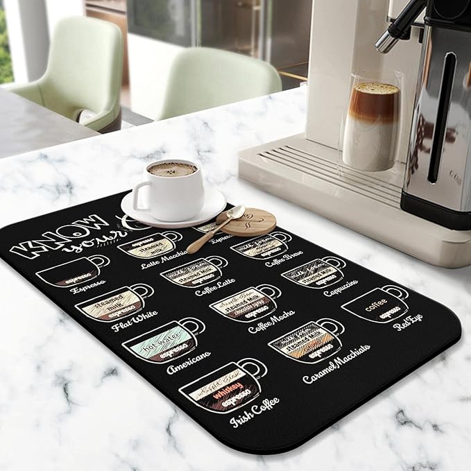 Fun Coffee Mat 19inx12in, Coffee Bar Mat