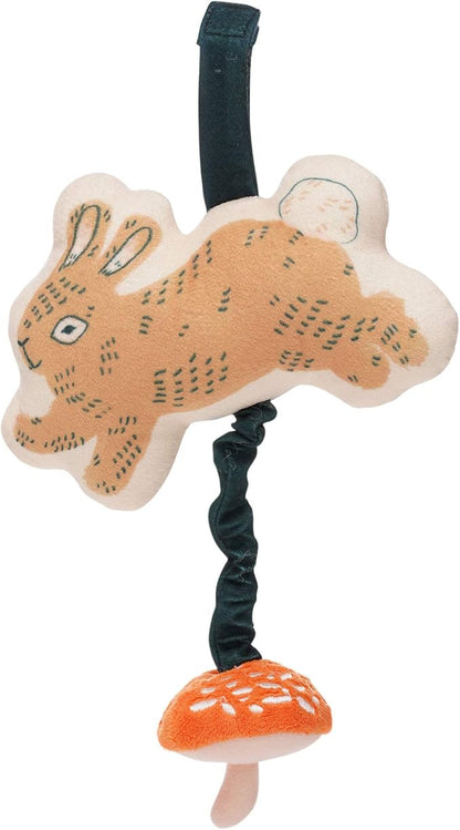 Manhattan Toy Button Bunny Brahm's Lullaby Pull Musical Toy with Baby Chime and Adjustable Fabric Loop for Carriers and Cribs