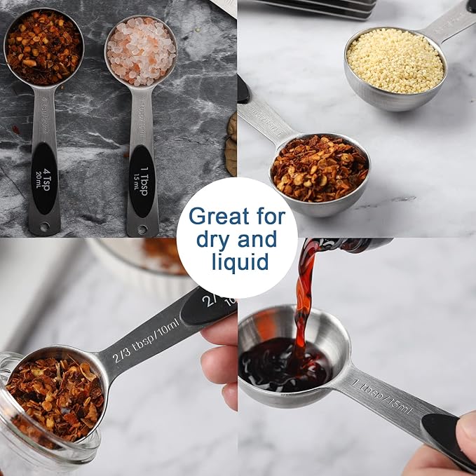 Magnetic Measuring Spoons Set of 9 Stainless Steel Stackable Measuring Spoons