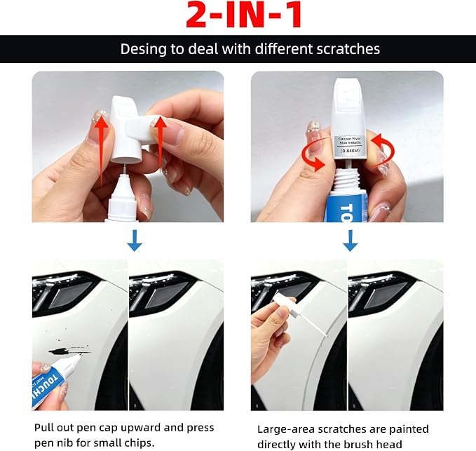 Rallye Red(R-513) Touch Up Paint for Honda 2-in-1 Car Scratch Repair Pen for Rock Chips, Door Scratches & Paint Nicks Exact Color Match Quick Dry DIY Fix for Civic Accord CR-V