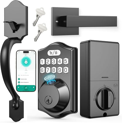 APP Fingerprint Door Lock Set, Keyless Entry Door Lock, Front Handle Set