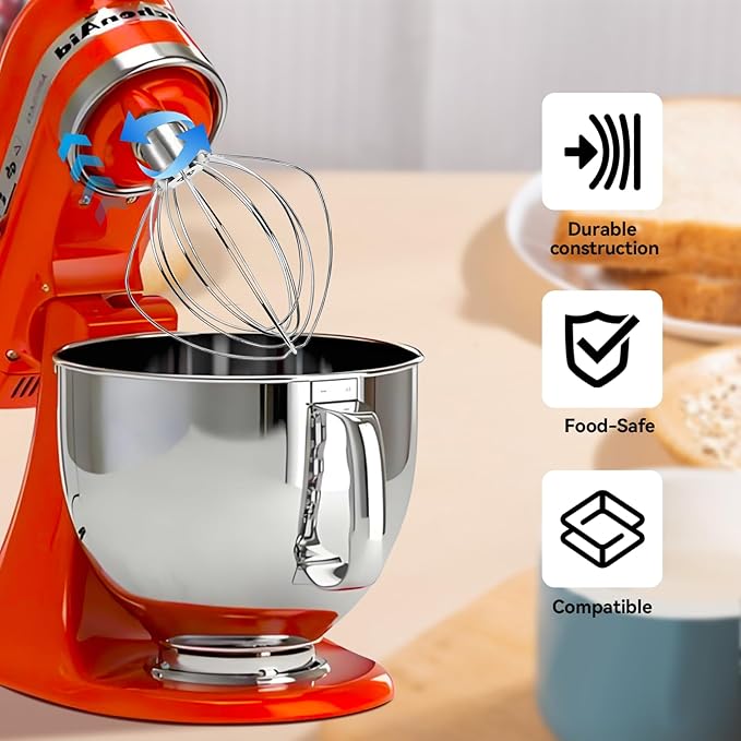 K45WW 6-Wire Whip Attachment Fits KitchenAid Tilt Head Stand Mixer