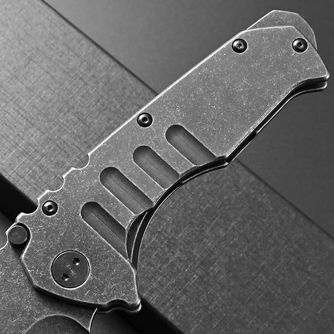 Ccanku C1137 Folding Knife, D2 Steel Blade Steel Handle EDC Tool Knife for Outdoor Camping Hiking Fishing (Steel)