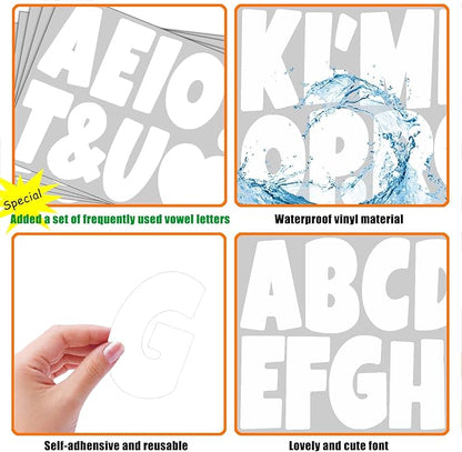 Bemeol Bulletin Board Letters 462 Pieces 4 Inch Alphabet Letter Stickers Cutout Letters for Poster Board Display Home Classroom School Decor(White)