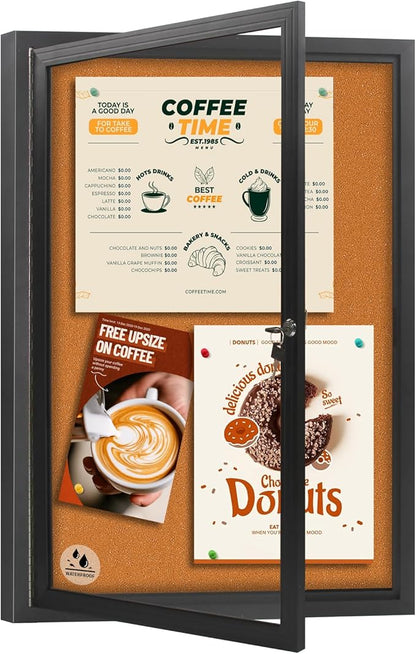 Enclosed Bulletin Board, Outdoor Weatherproof Cork Noticeboard