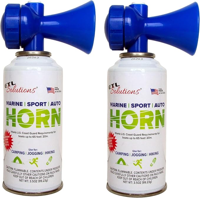 3.5oz Air Horn, Very Loud! Ideal for Marine and Boating, Hiking, Camping, Sports Events, Protect Your Kids From Aggressive Animals! (2 Units)
