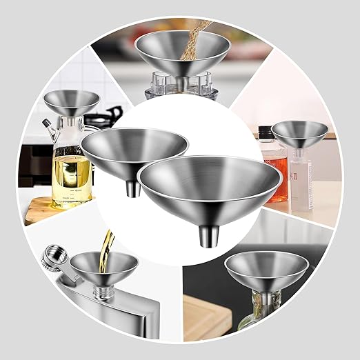 Small Funnel Set of 2, Stainless Steel Mini Funnel