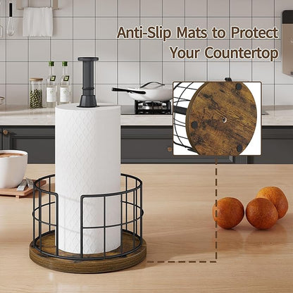 YINMIT Paper Towel Holder Countertop, One-Handed Tear Farmhouse Paper Towel