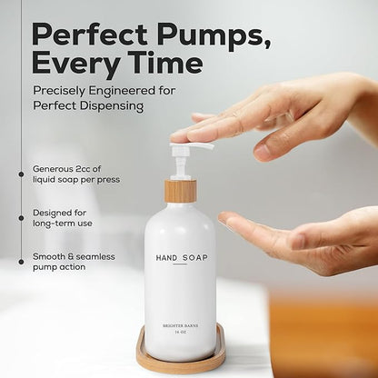 White Glass Hand and Dish Soap Dispenser Set by Brighter Barns