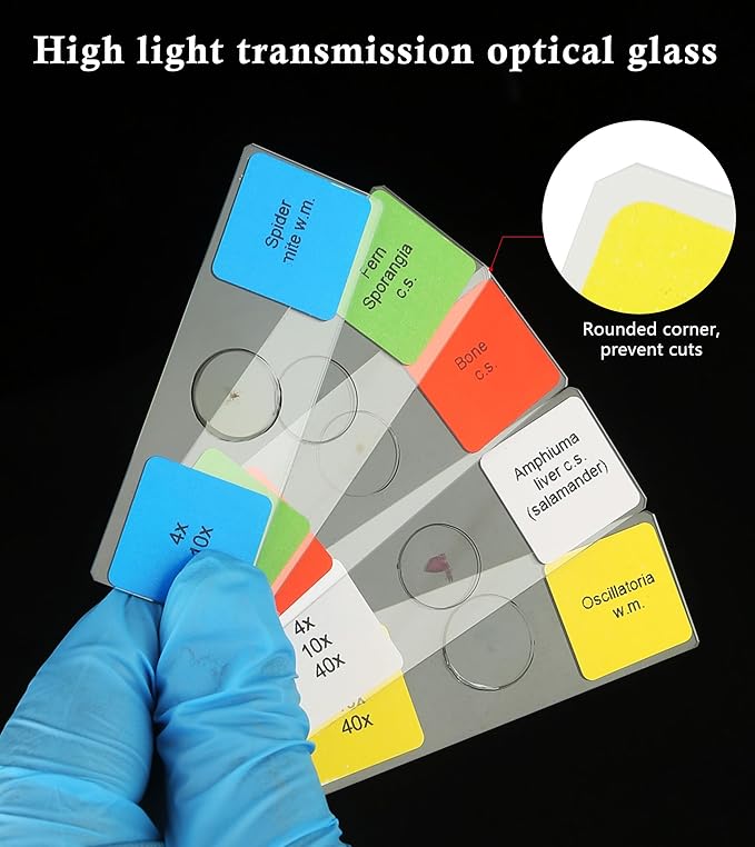 120 Microscope Slides with Specimens Set, Lab-Grade Prepared Microscope Slides for Kids Adults, Animal/Plant/Microbe/Tissue/Cells, STEM Biology Kit for Homeschool, Classroom Labs & Science Education