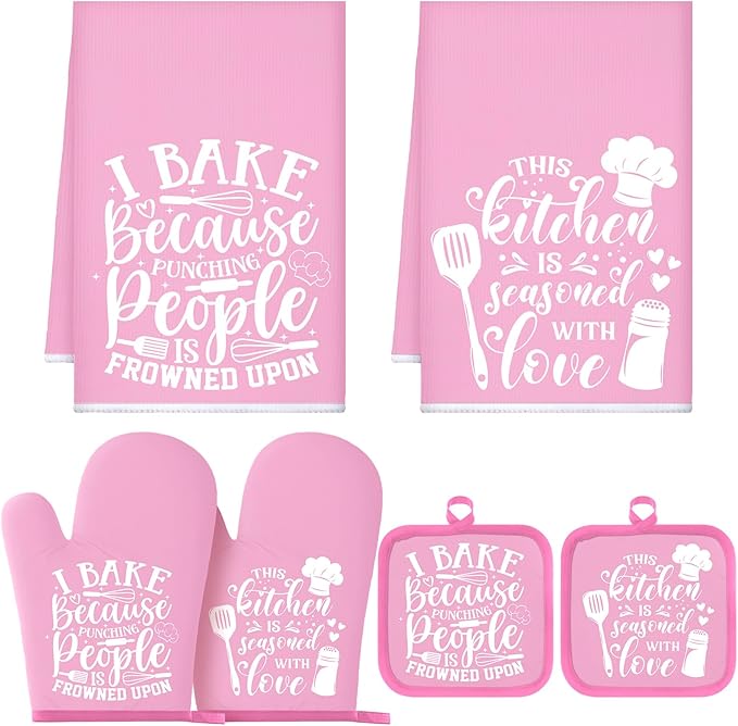 Sratte 6 Pcs Kitchen Decor Accessories Set Farmhouse Towels Pot Holders Oven
