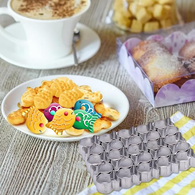 AIERSA Gold Fish Cracker Cutter, 25 Cavity Fish Cookie Cutter, Mini Gold Fish