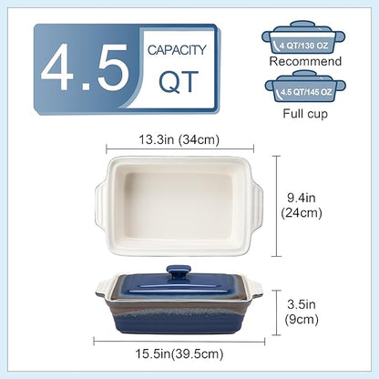 LOVECASA 4.5 Quart Ceramic Casserole Dish