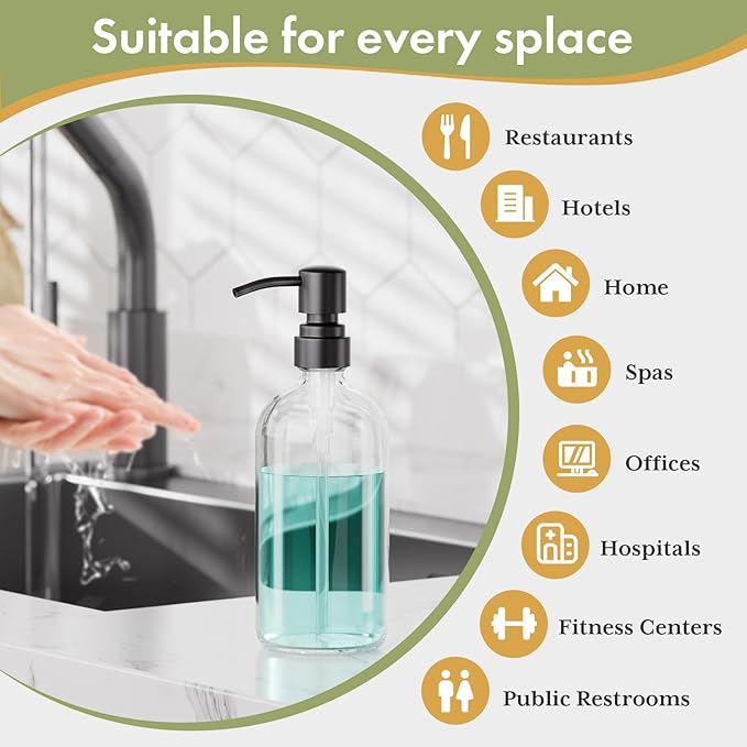 AmazerBath Soap Dispenser, 2 Pack Glass Soap Dispenser