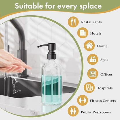 AmazerBath Soap Dispenser, 2 Pack Glass Soap Dispenser