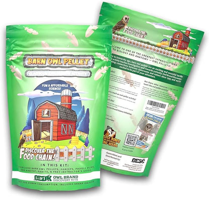 OBDK Barn Owl Pellets for Dissection - 10 Pack Medium Sized (1.5"-2.0") with Tools, Guide and Charts from Owl Brand Discovery Kits