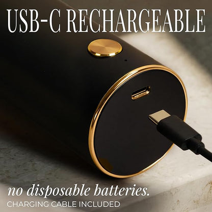 Electric Salt and Pepper Grinder Set Rechargeable – Black and Gold Salt and