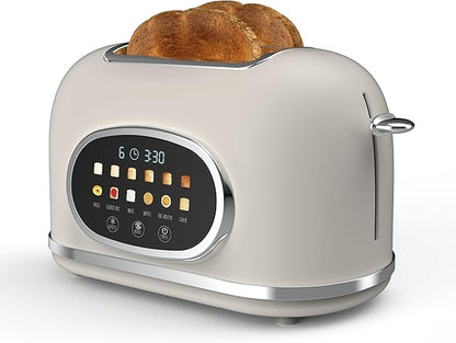 Rae Dunn Retro Digital Electric Toaster, 2 Slice Stainless Steel Toaster