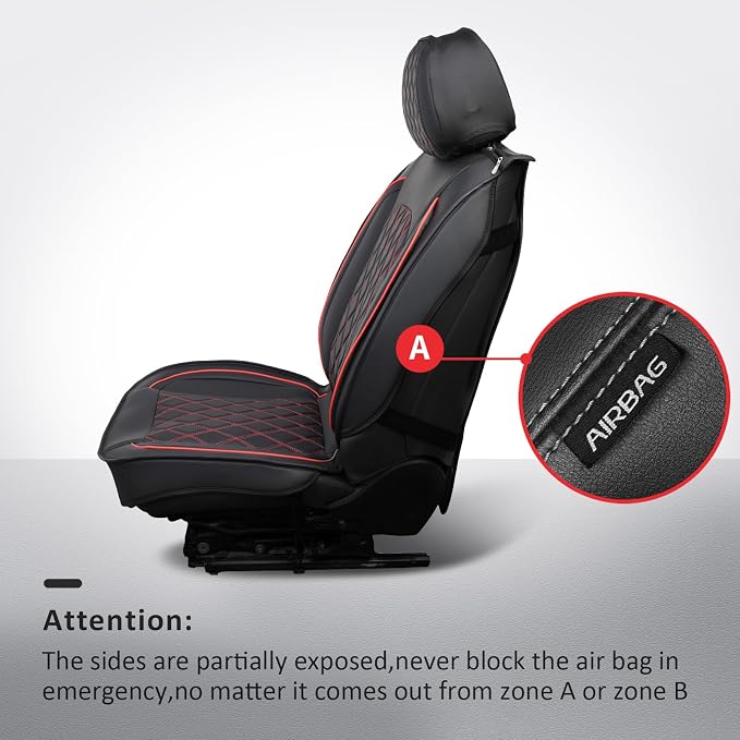 MIROZO Tacoma Seat Covers Full Set,Leather Car Seat Cover Fits for 2024 2025 2026 Toyota Tacoma Crew Cab,Waterproof Seat Covers for Truck,Front & Rear Seat Cover Set (Black and Red, Full Set)