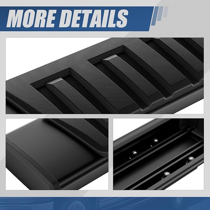 Auto Dynasty 6" Running Boards for Truck 2007-2019 Chevy Silverado GMC Sierra 1500 2500 3500 Crew Cab (Exclude Diesel), Aluminum Side Step Nerf Rail Bars, Black Powdercoated Bar