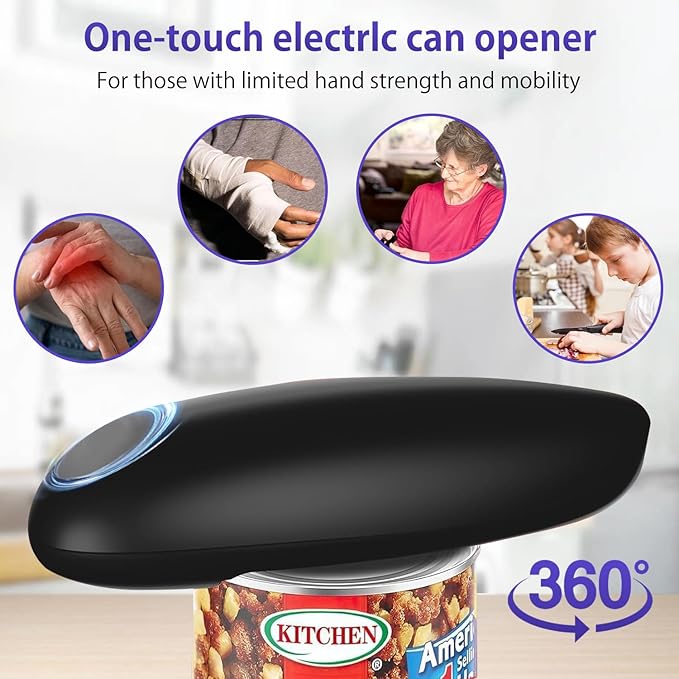 Electric Can Opener, Handheld One-touch Automatic Can opener, Smooth Edge