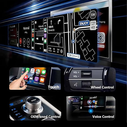 2 in 1 CarPlay Adapter for Peugeot Partner 2019 2020 2021 2022 2023 2024 2025, CarPlay Wireless Adapter with Auto Reconnect Fast Pairing Bluetooth Connection Compact USB Dongle