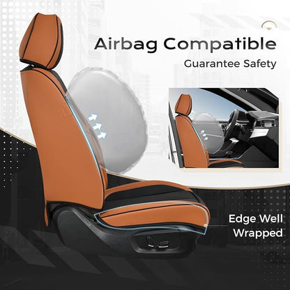 Coverado Seat Covers, Car Seat Covers Full Set, Leather Seat Covers for Cars, Car Seat Protector, Black Car Seat Covers Front Seats and Back Seats Universal Fit for Most Cars Brown-Black