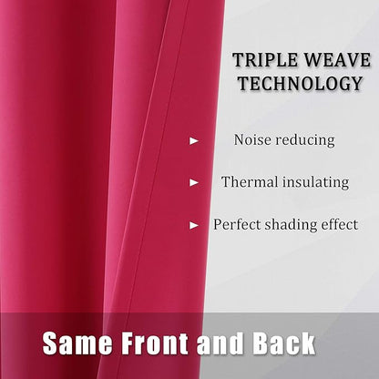 DUALIFE Raspberry Sorbet Blackout Curtain Panels