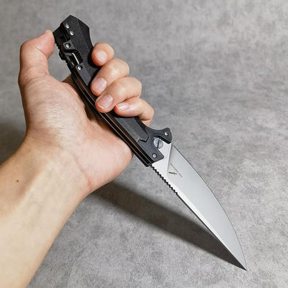 10 Inches Tactical Folding Knife - Multi-Functional Survival Knife for Camping, Hunting, Fishing, Hiking | Outdoor & Emergency Preparedness Tool (GRAY)