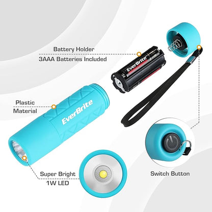 EverBrite 6-Pack Mini Flashlight Set, Small Multicolor Flashlights with Lanyard, 1W Led for Camping, Hiking, Emergencies, 18 AAA Batteries Included, Gift for Christmas Birthday Anniversary
