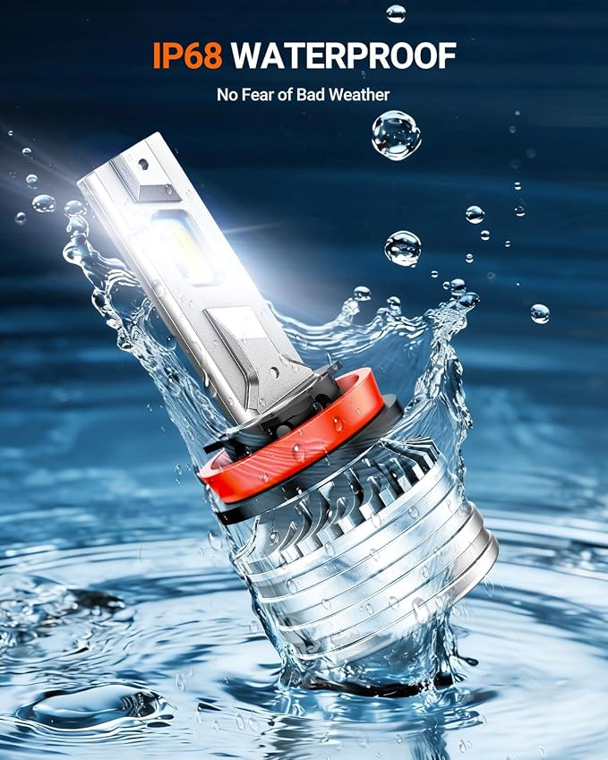 SEALIGHT H11 Bulbs, 90,000LM 1400% Brightness, H11 H9 6500K White, IP68 Waterproof 70000Hrs Lifespan, No Flickering, 1Mins Installation, 2 Pack