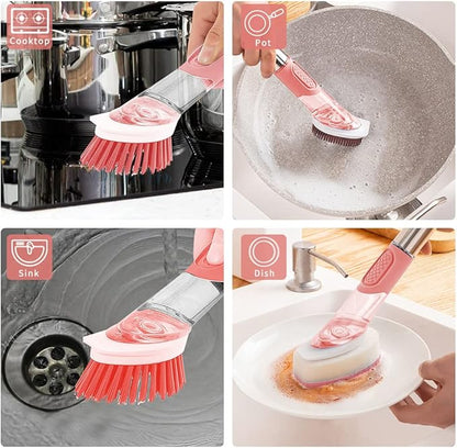 Dish Cleaning Brush, Soap Dispensing Dish Brush Set